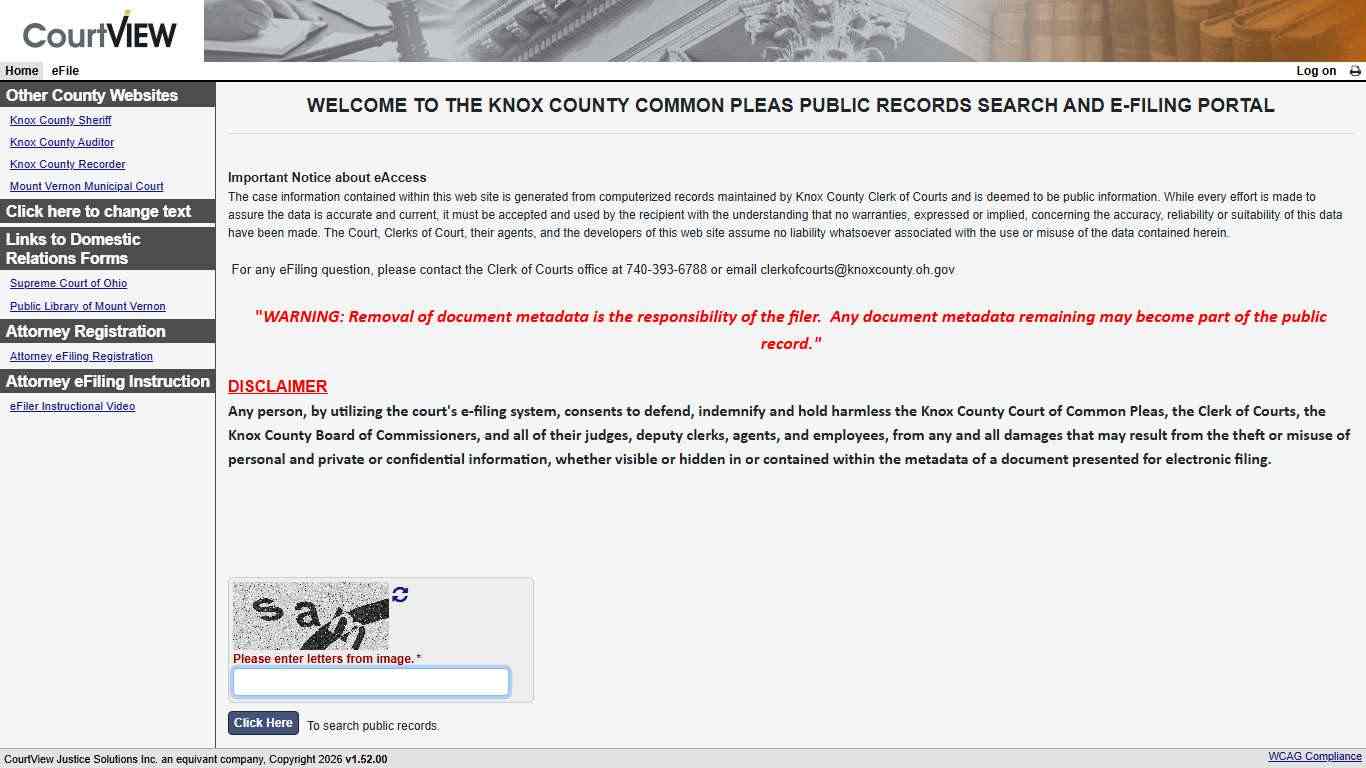 Welcome Page - CourtView Justice Solutions