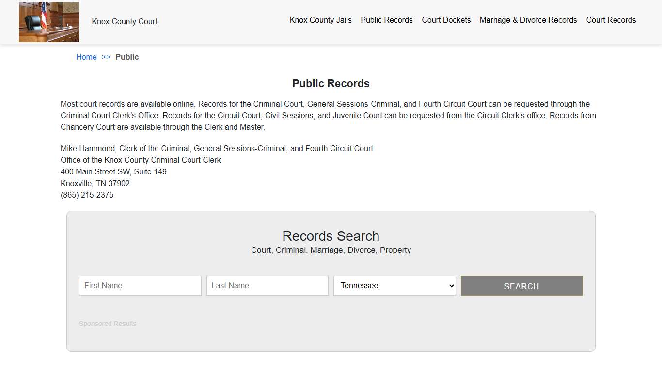 Public Records | Knox TN County Court